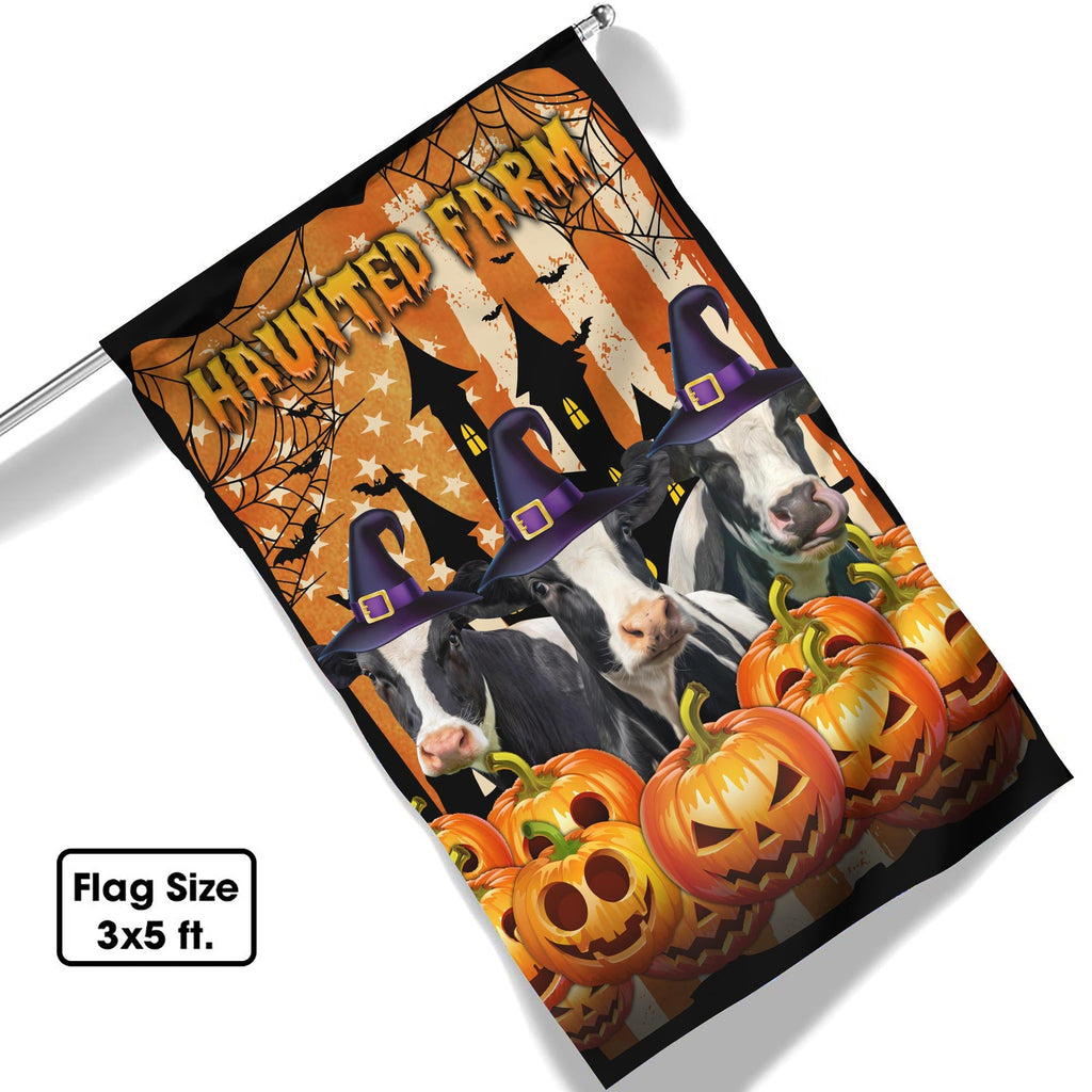 Holstein Cattle Haunted Farm Halloween Flag