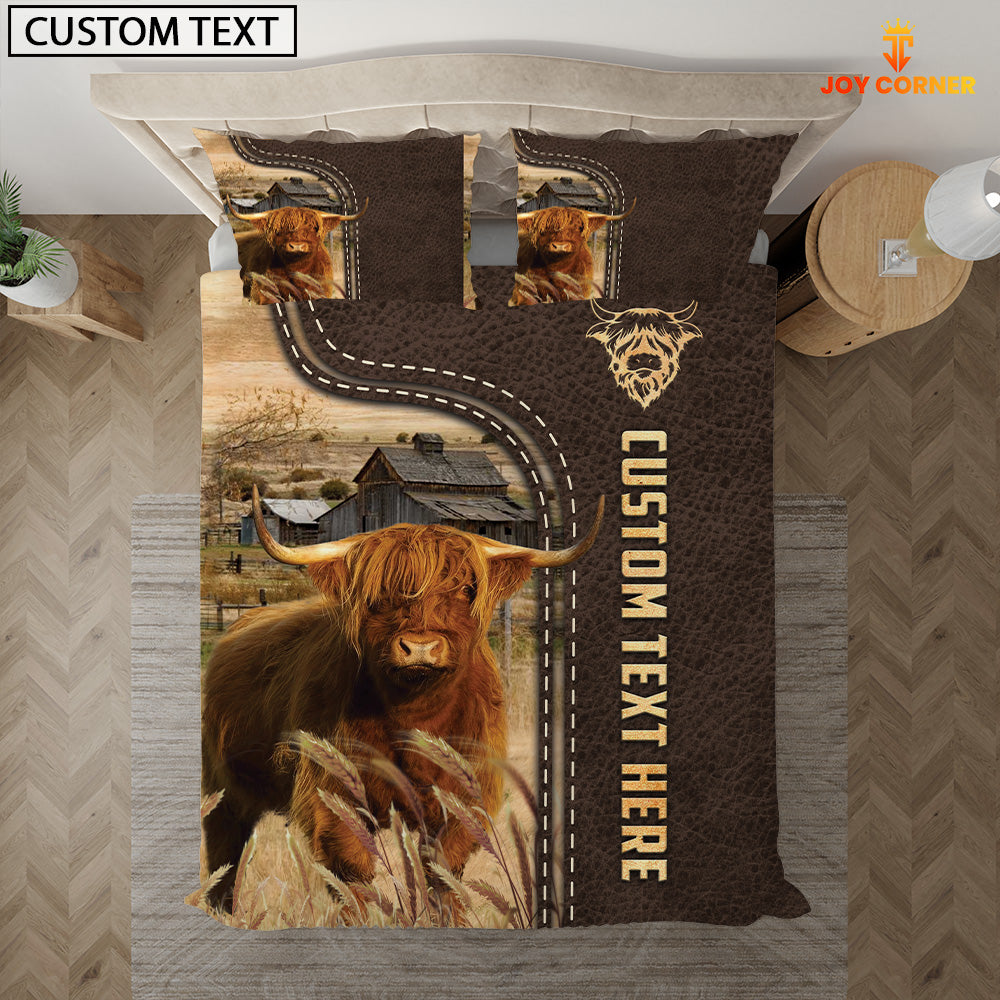 Highland Custom Text Leather Pattern Bedding set