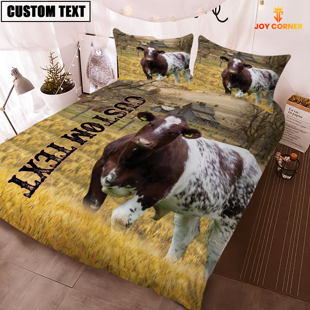 Personalized Name Shorthorn Cattle On The Farm 3D Bedding Set
