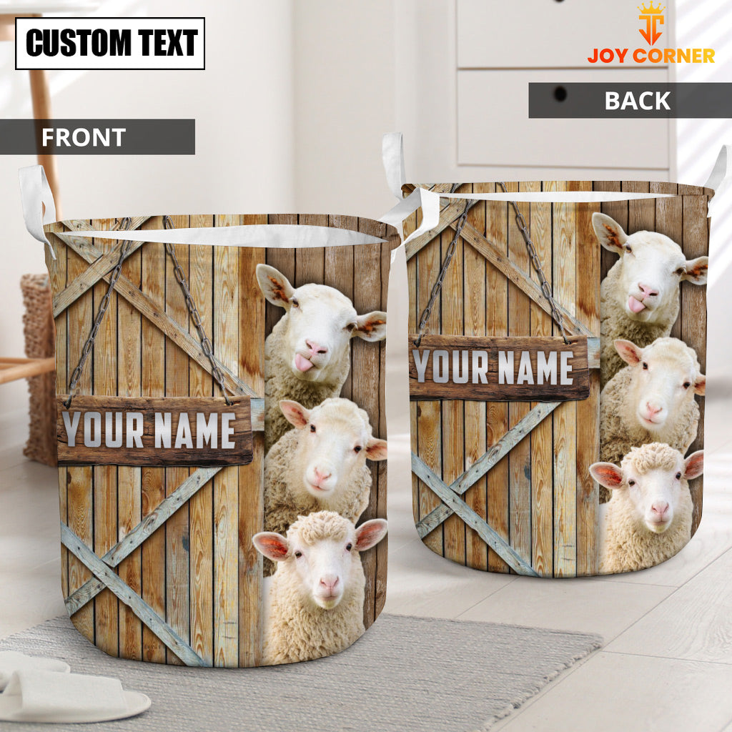Sheep Barn Custom Name Laundry Basket