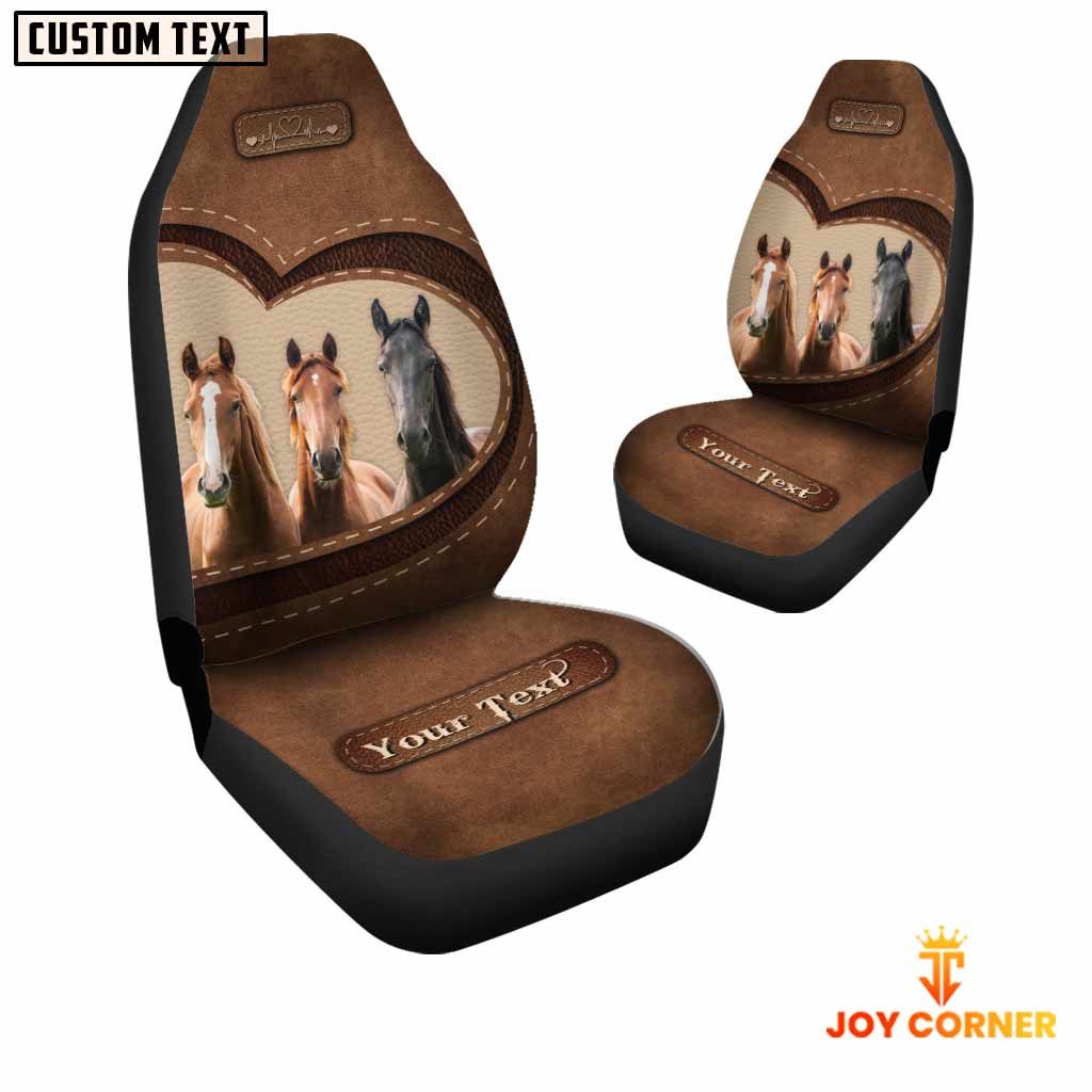 Horse Pattern Customized Name Heart Car Seat Cover Set