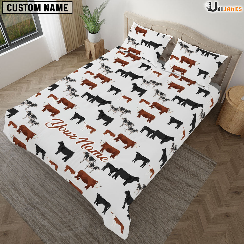 Cattle Breed Pattern Custom Name Bedding Set