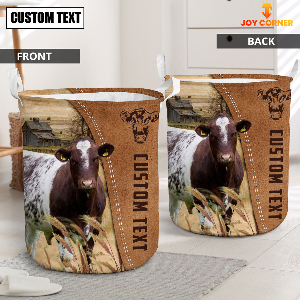 Shorthorn Brown Farm Custom Name Laundry Basket