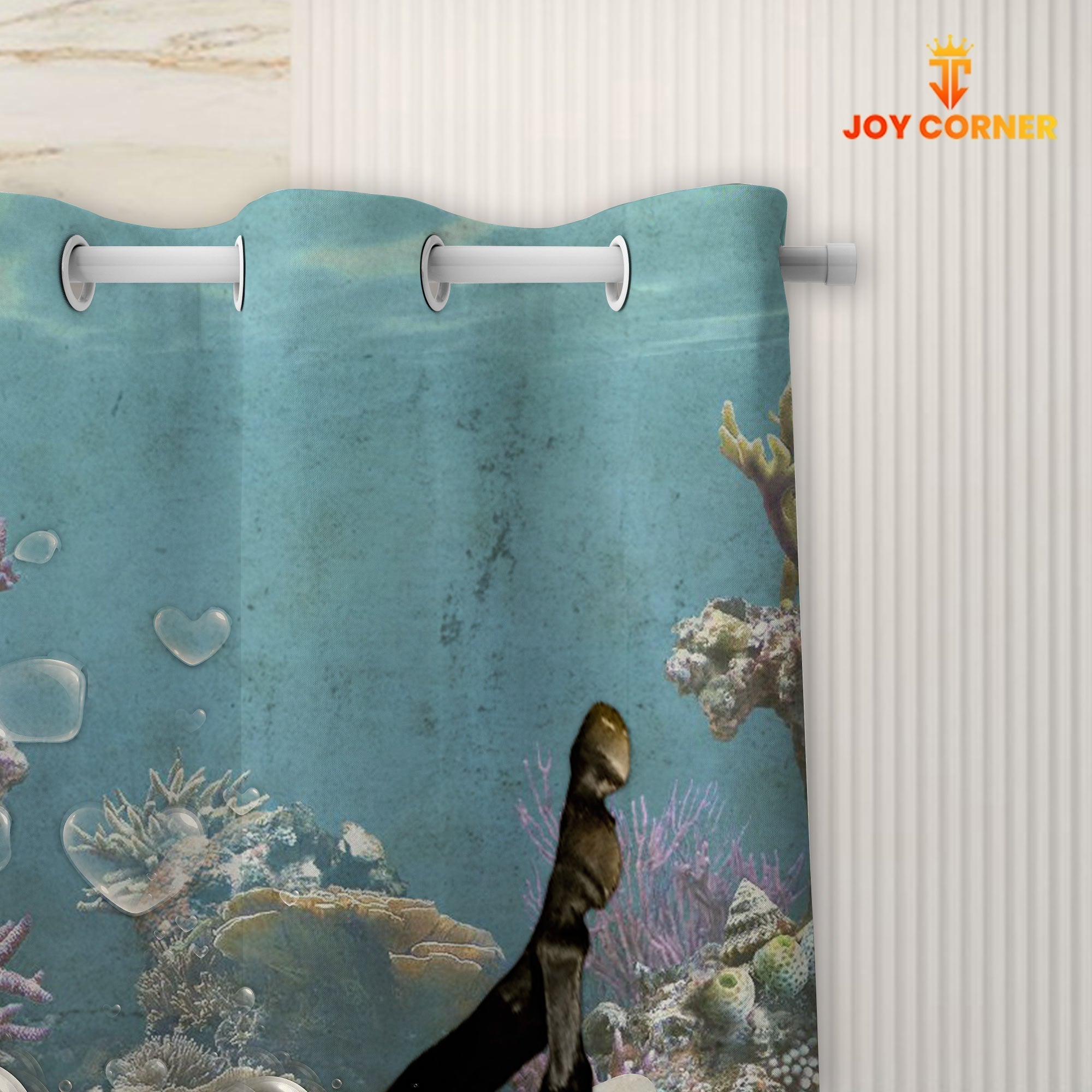 Black Horse Taking Shower Under The Sea 3D Shower Curtain