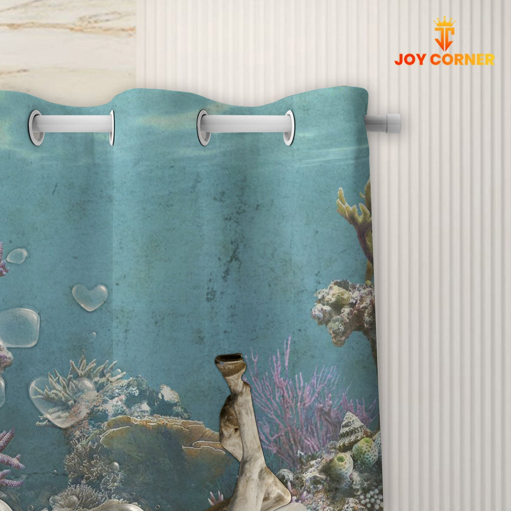 White Horse Taking Shower Under The Sea 3D Shower Curtain