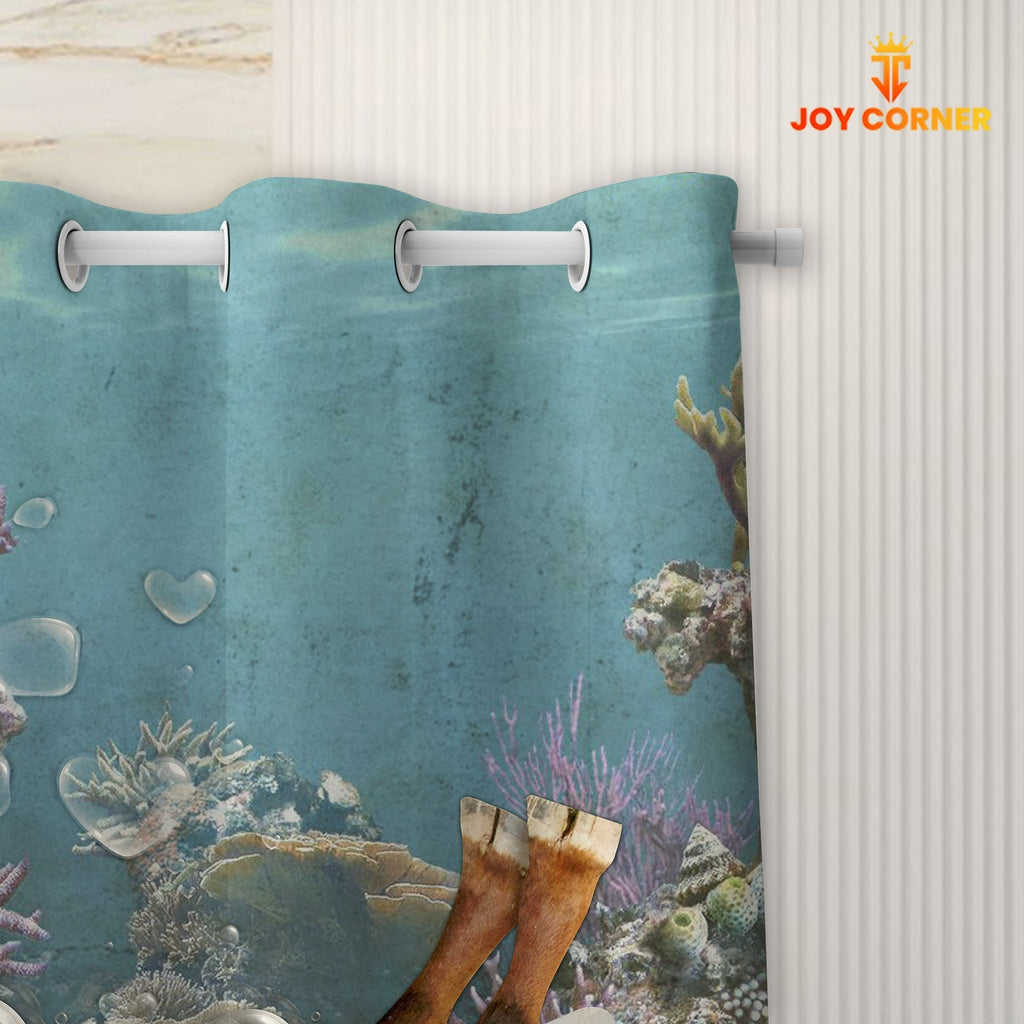 Red Angus Taking Shower Under The Sea 3D Shower Curtain