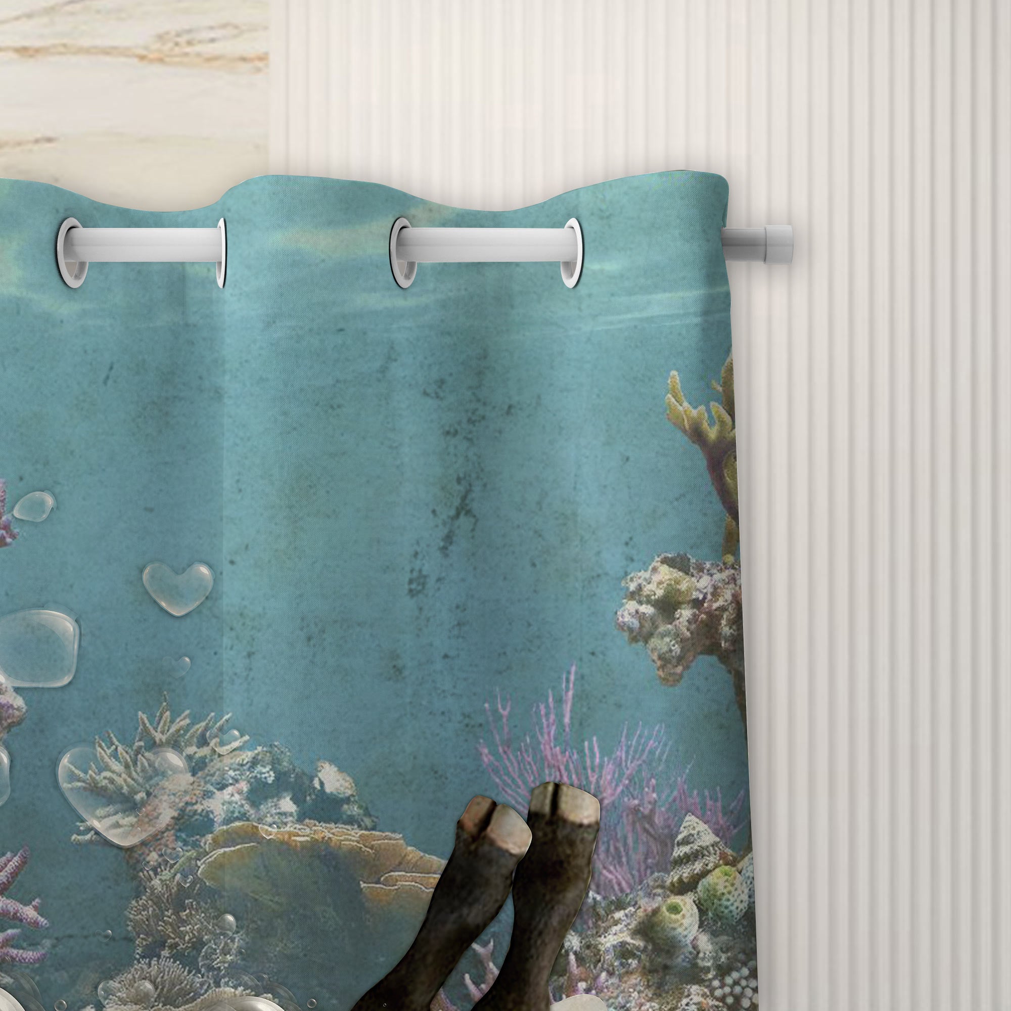 Black Angus Taking Shower Under The Sea 3D Shower Curtain