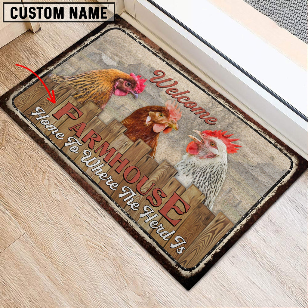 Chooks Custom Name- Home To Where The Herd Is FarmHouse Doormat