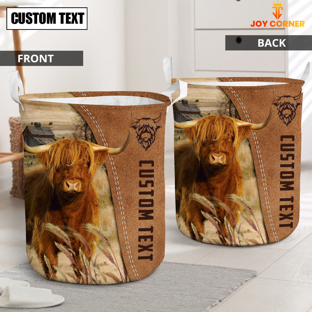 Highland Brown Farm Custom Name Laundry Basket