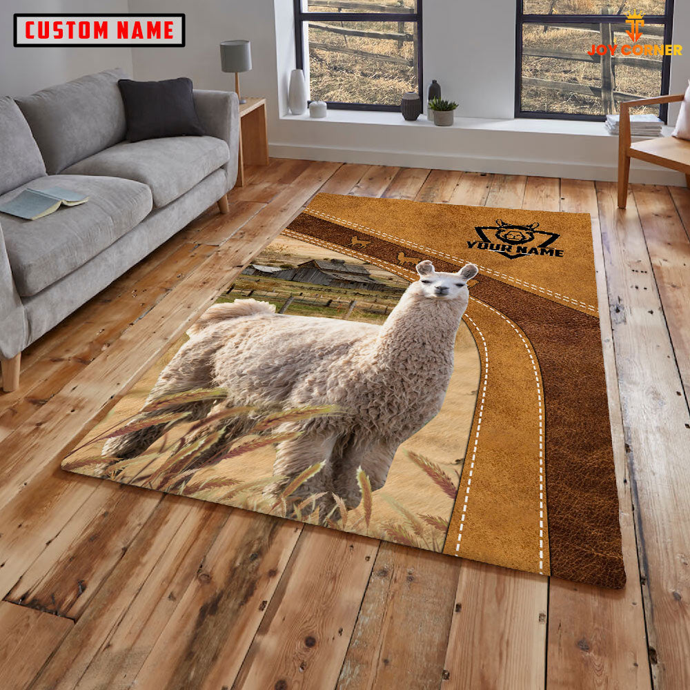 Llama Farming Brown Personalized Name 3D Rug
