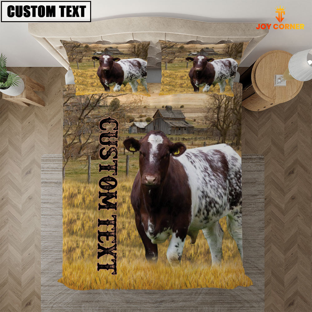 Personalized Name Shorthorn Cattle On The Farm 3D Bedding Set