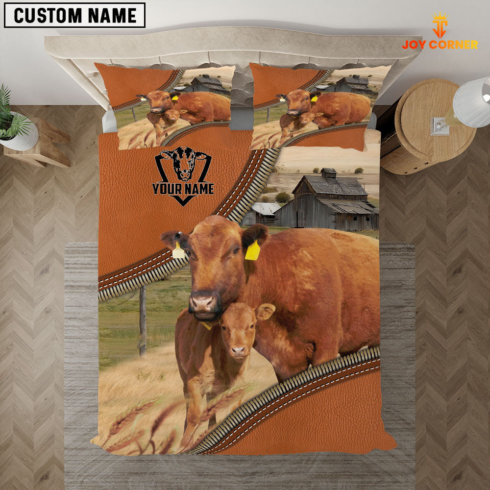 Red Angus On The Farm Customized Name 3D Bedding Set