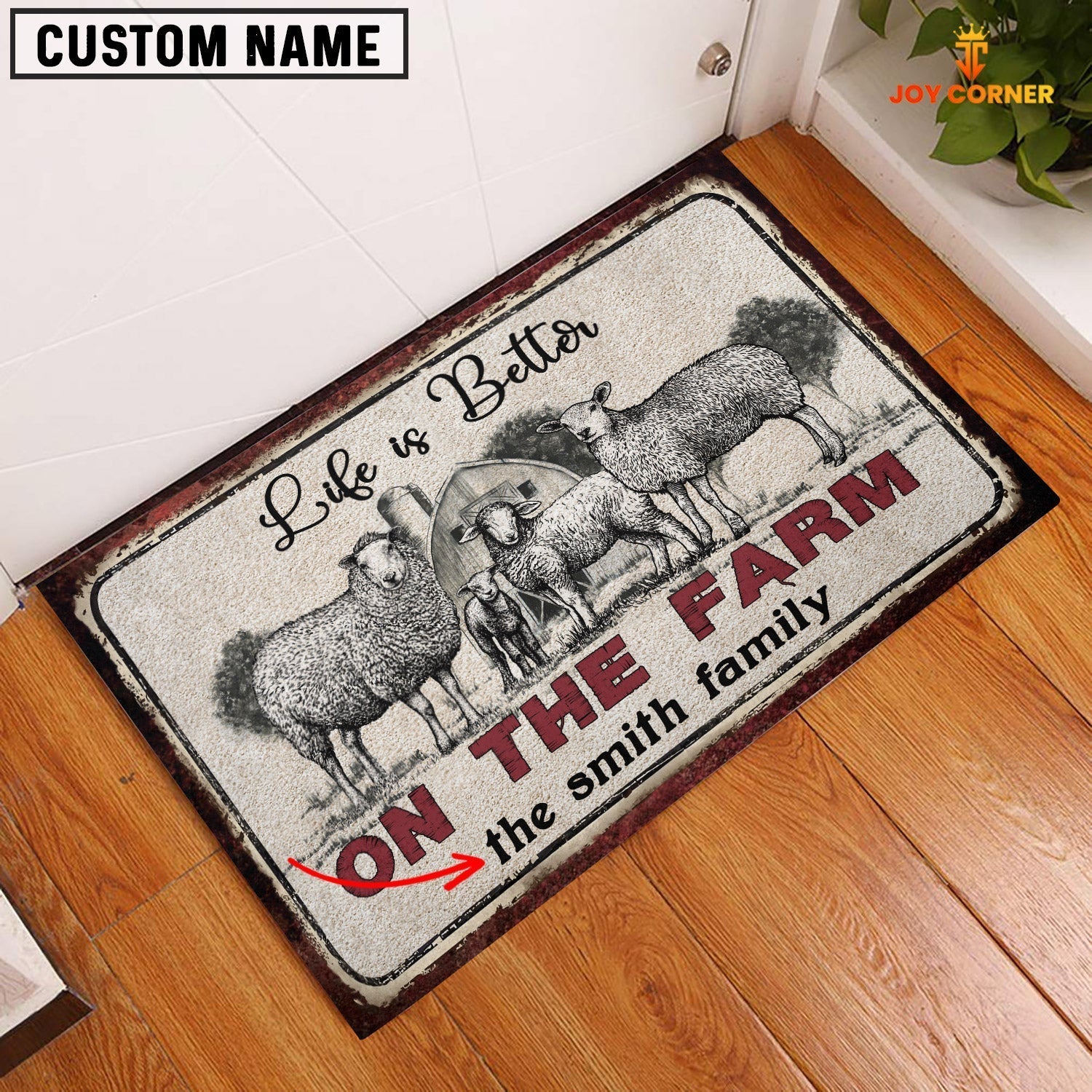 Sheep Life is Better Custom Name Doormat