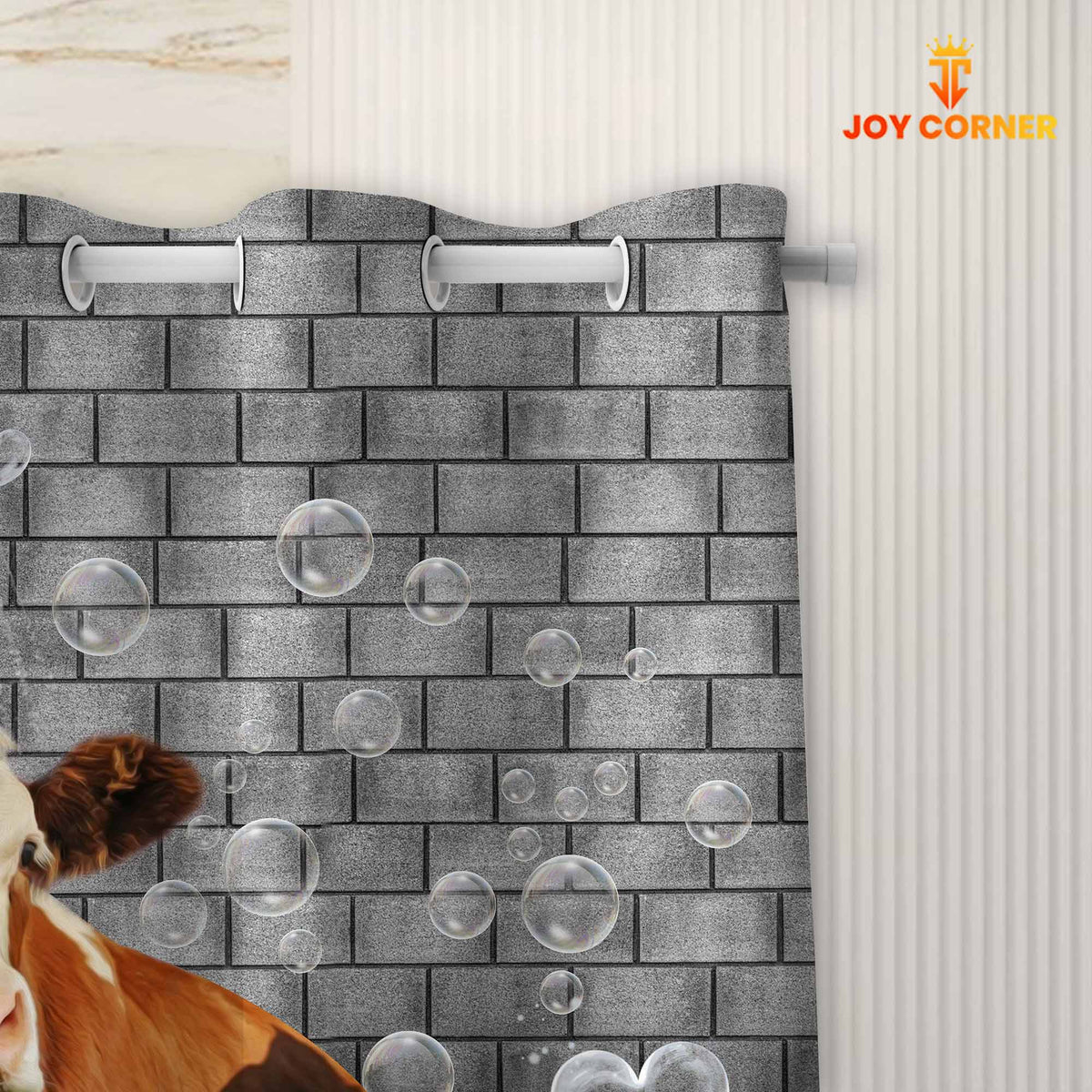 Simmental Brick Wall 3D Shower Curtain