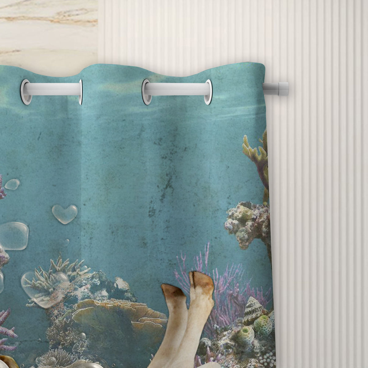 Hereford Taking Shower Under The Sea 3D Shower Curtain