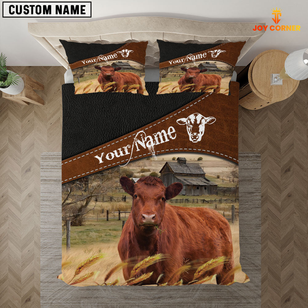Red Angus On The Field Customized Name 3D Bedding Set