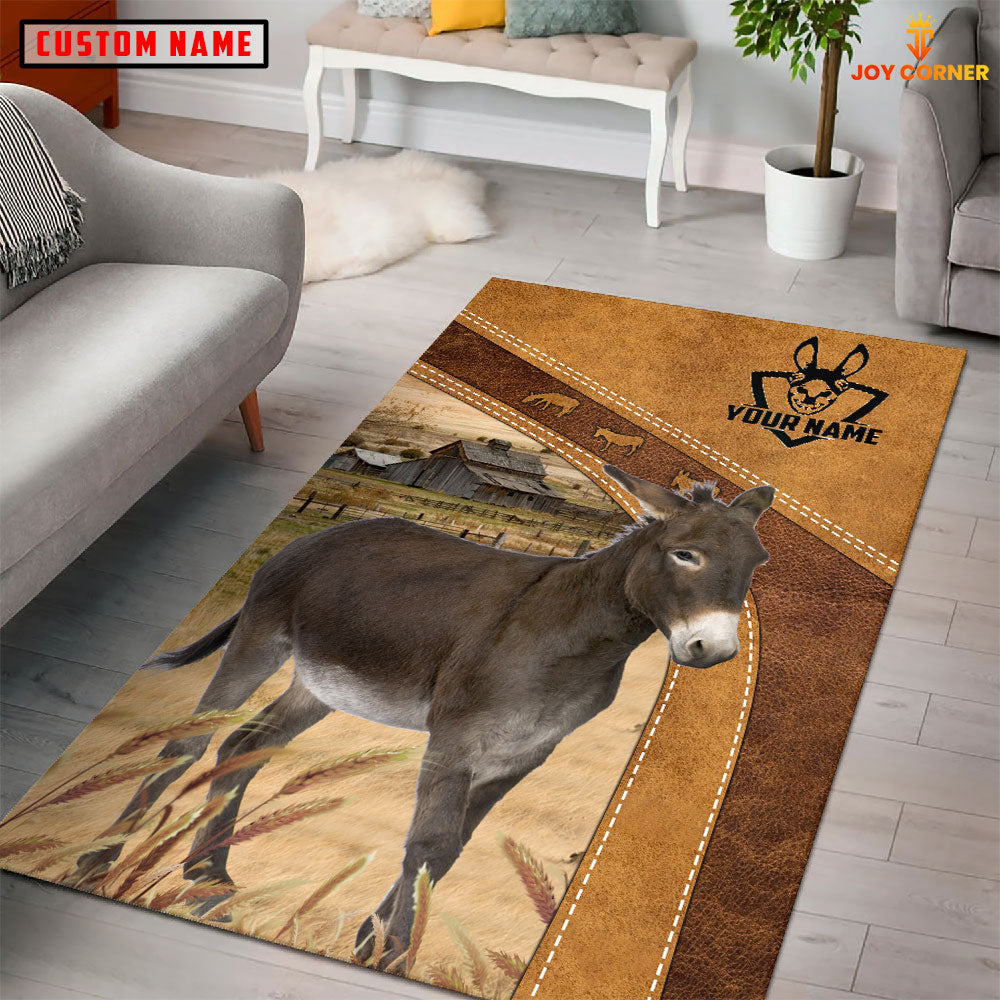 Donkey Farming Brown Personalized Name 3D Rug