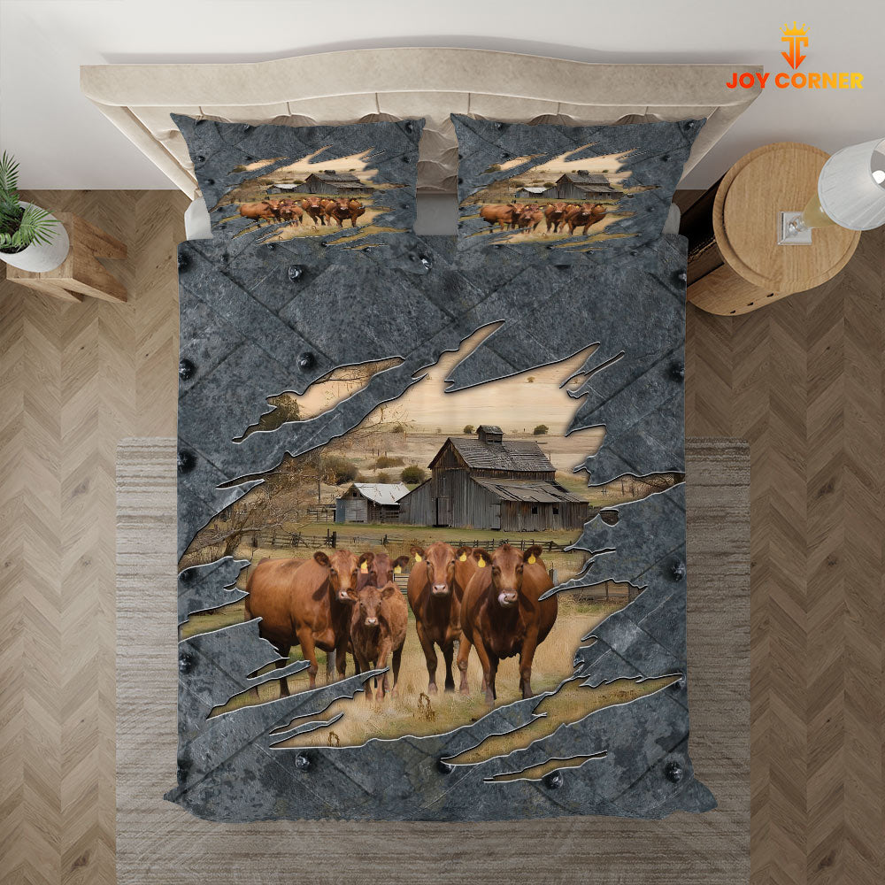 Red Angus On The Farm Customized Name Bedding Set