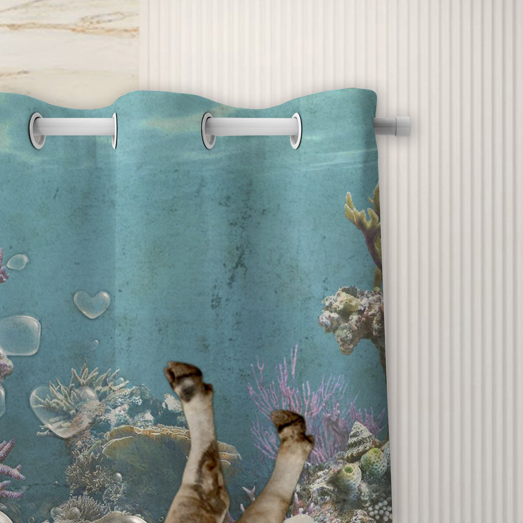 Brahman Cattle Taking Shower Under The Sea 3D Shower Curtain
