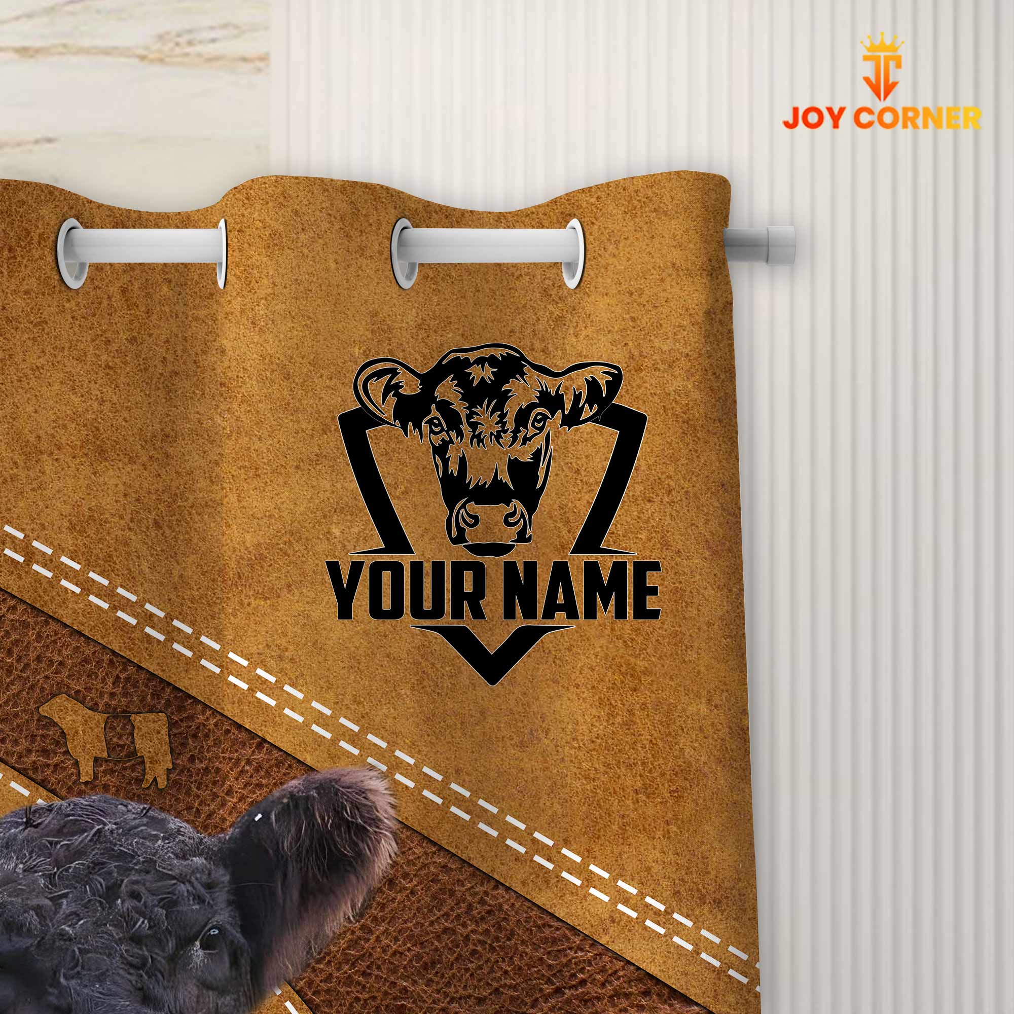 Custom Name Belted Galloway Pattern Shower Curtain