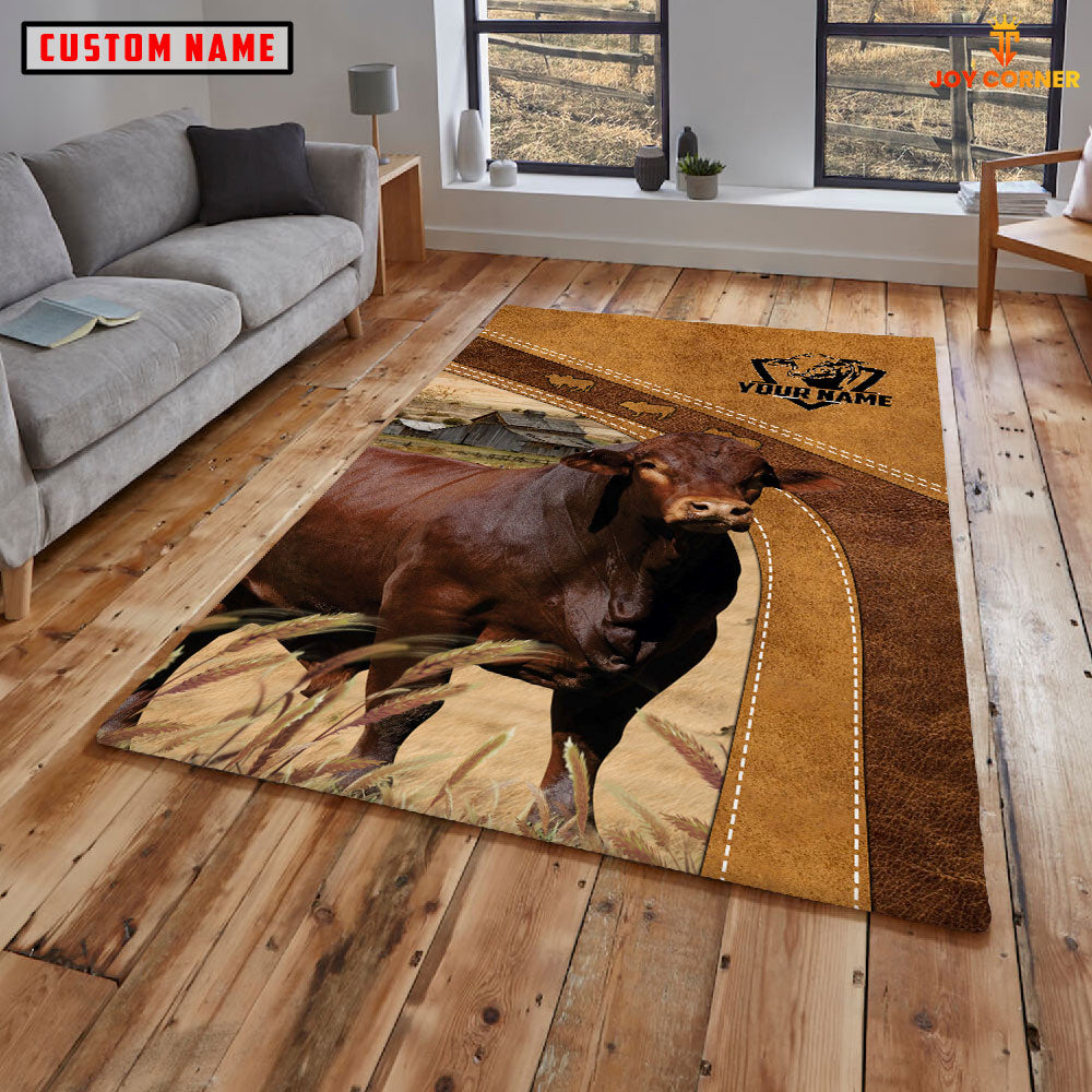 Beefmaster Farming Brown Personalized Name 3D Rug