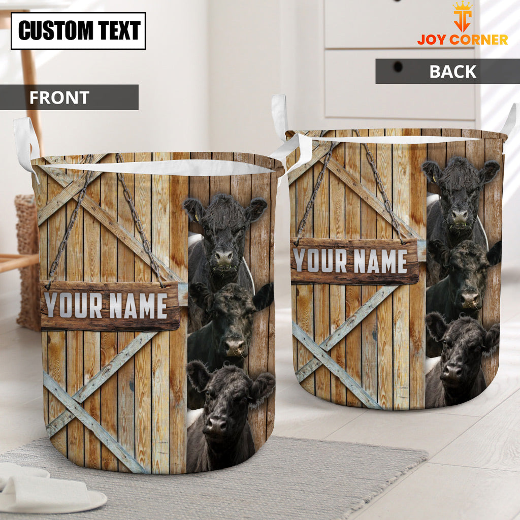 Belted Galloway Barn Custom Name Laundry Basket