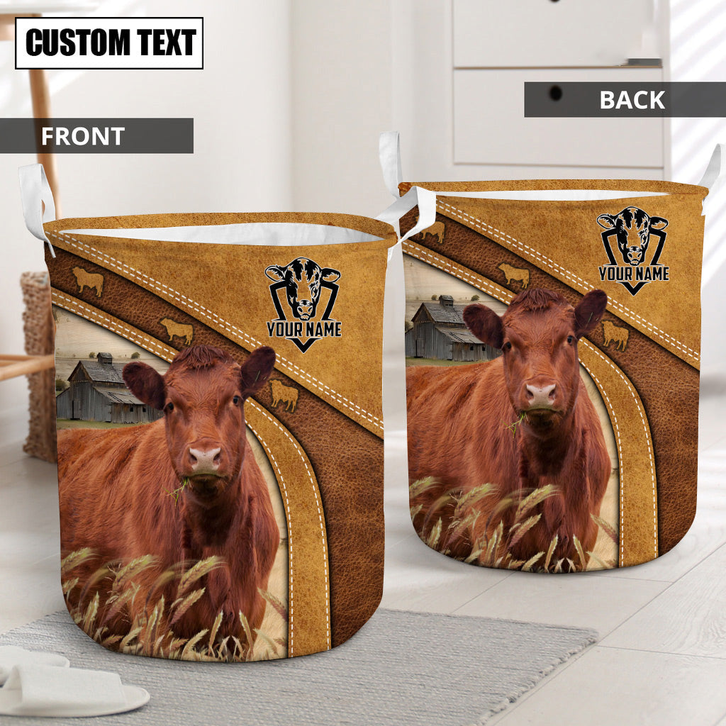 Red Angus Cattle Brown Custom Name Basket
