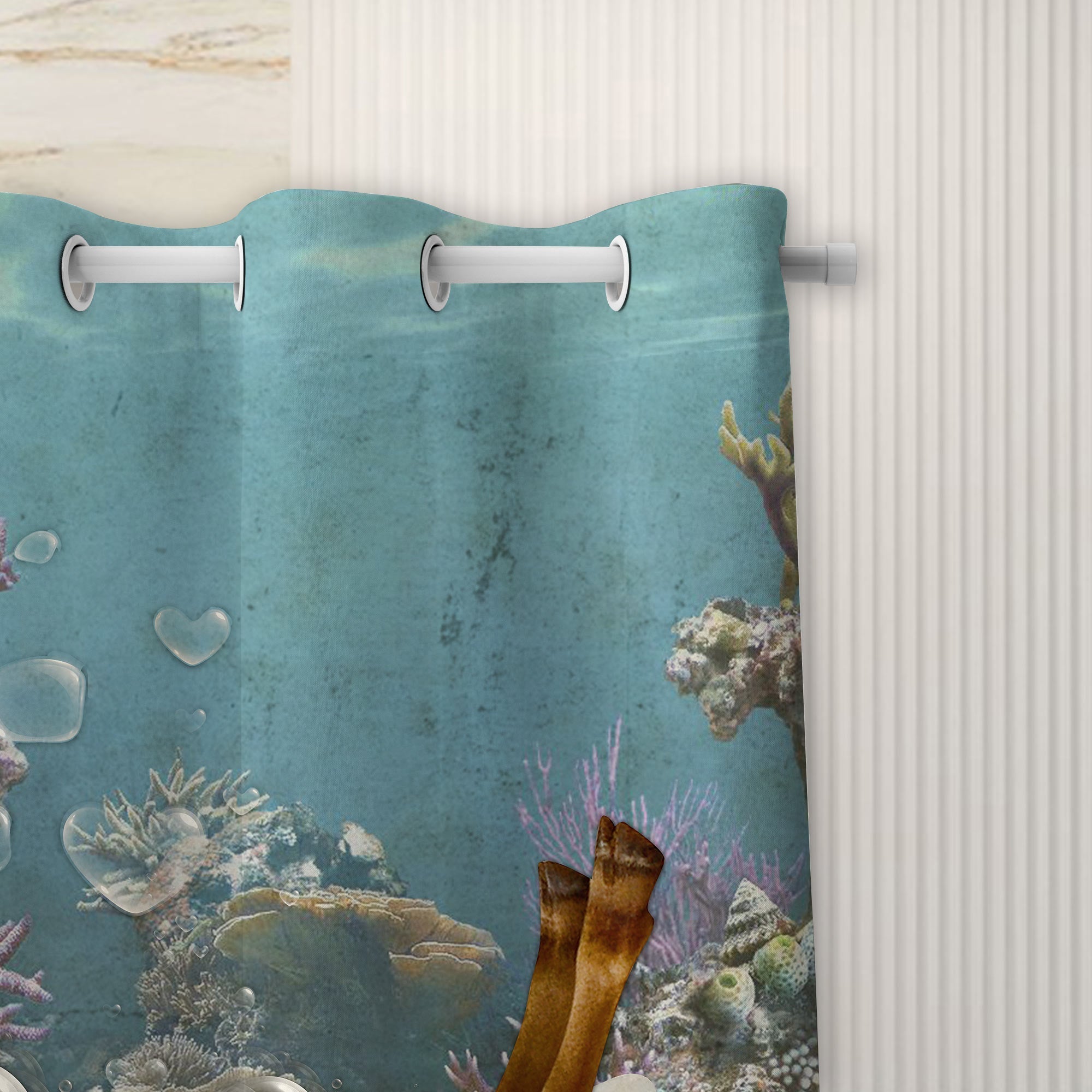 Texas Longhorn Taking Shower Under The Sea 3D Shower Curtain