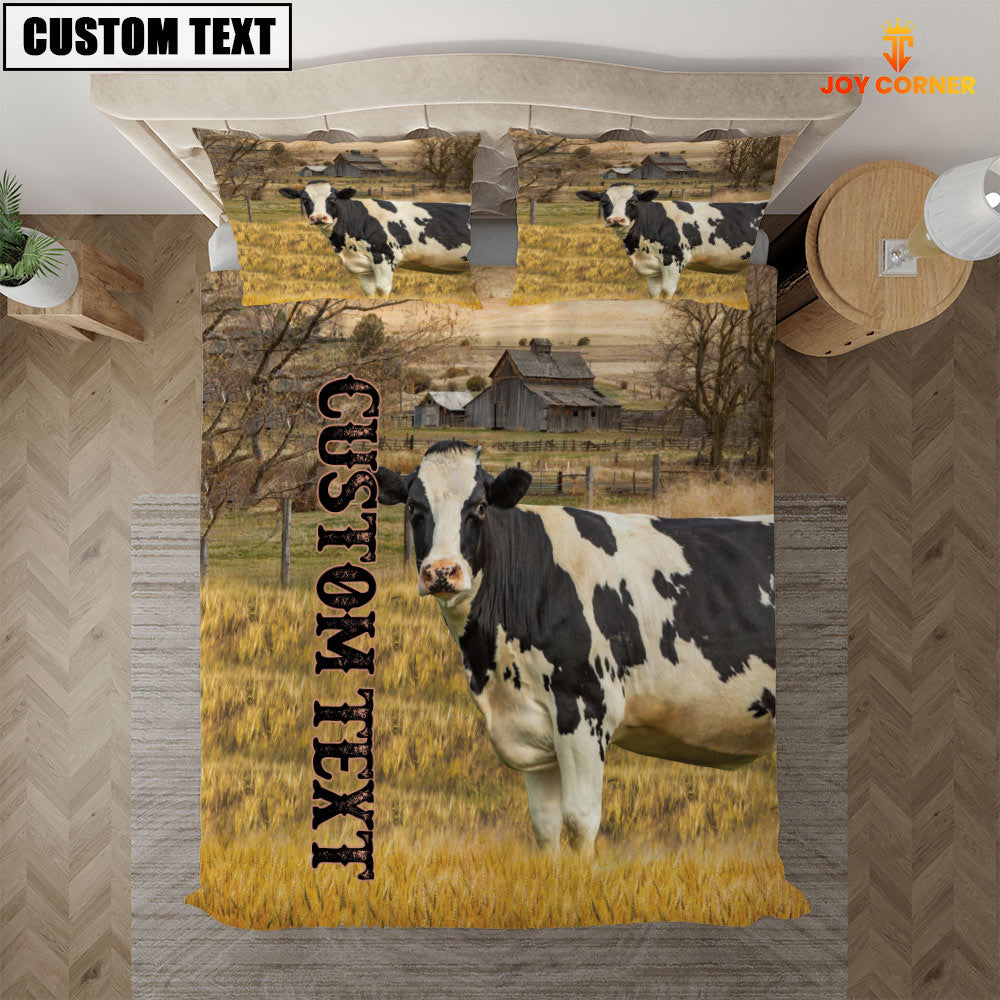 Personalized Name Holstein Cattle On The Farm 3D Bedding Set