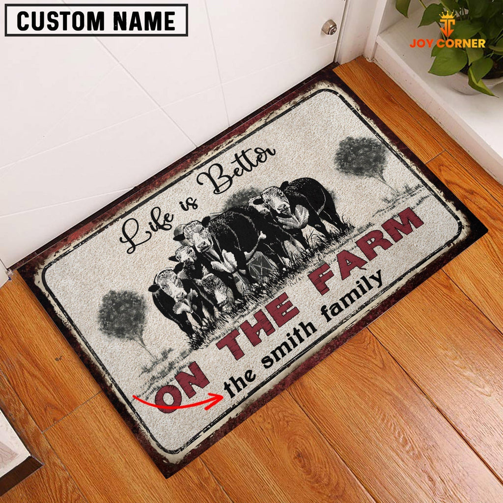 Hereford Life is Better Custom Name Doormat