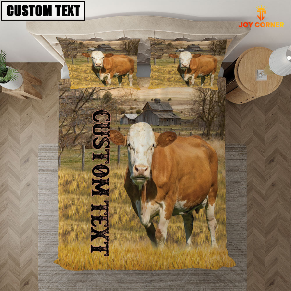 Personalized Name Fleckvieh Cattle On The Farm 3D Bedding Set