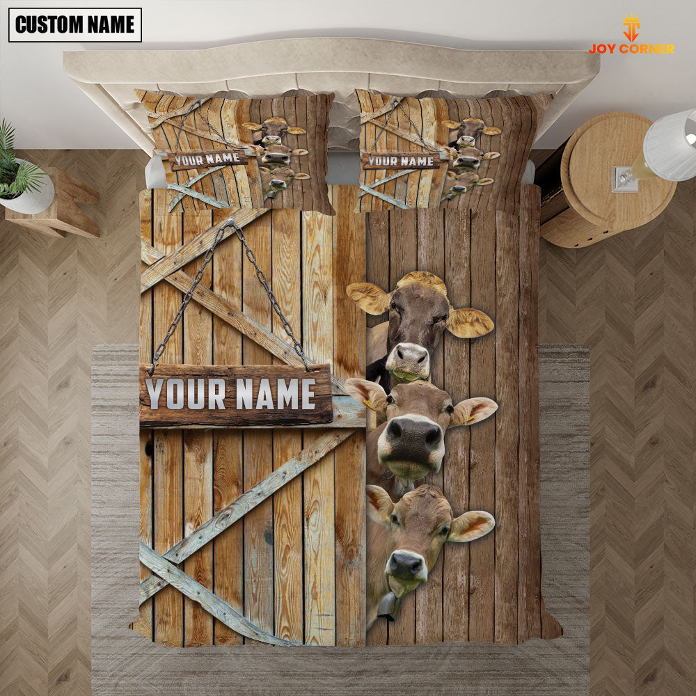 Happy Farm Brown Swiss Wooden Door Bedding Set