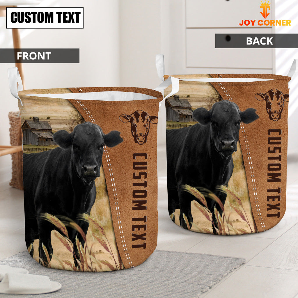 Black Angus Brown Farm Custom Name Laundry Basket