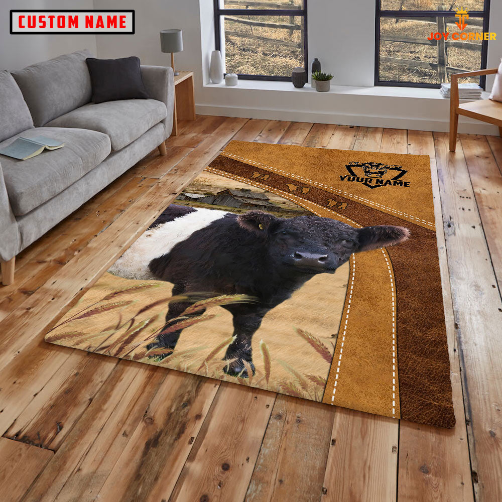 Belted Galloway Farming Brown Personalized Name 3D Rug