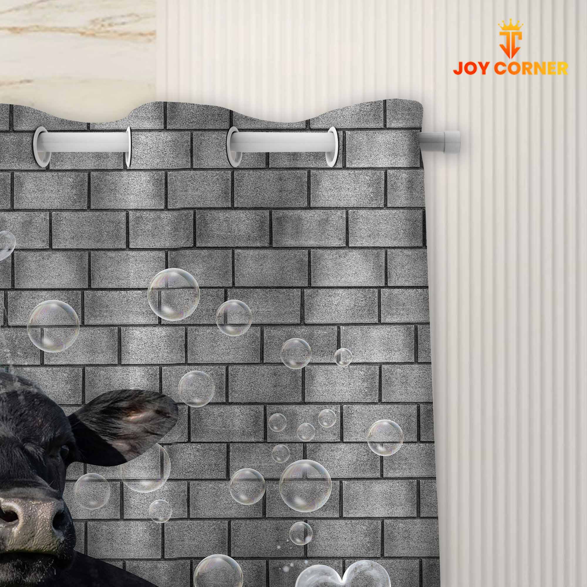 Black Angus Brick Wall 3D Shower Curtain