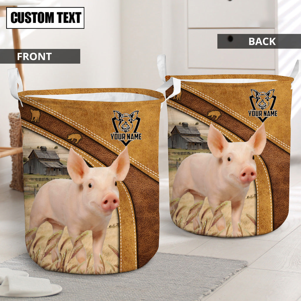 Pig Brown Custom Name Basket