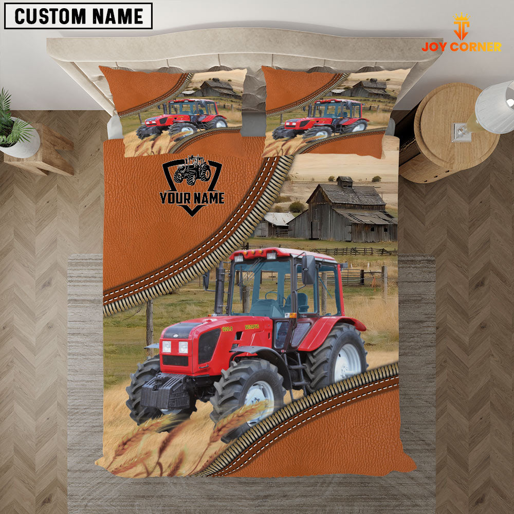 Red Tractor On The Farm Customized Name 3D Bedding Set