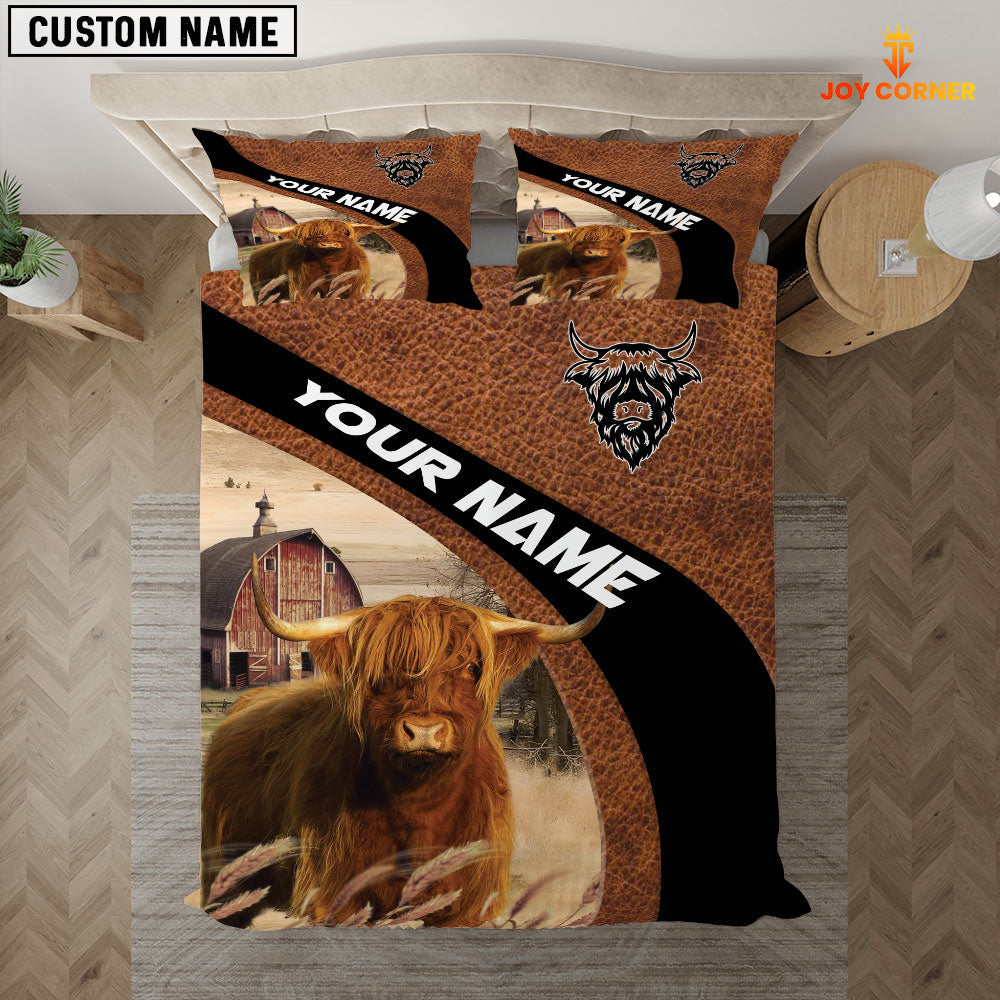 Highland On The Farm Customized Name Red Barn Bedding Set
