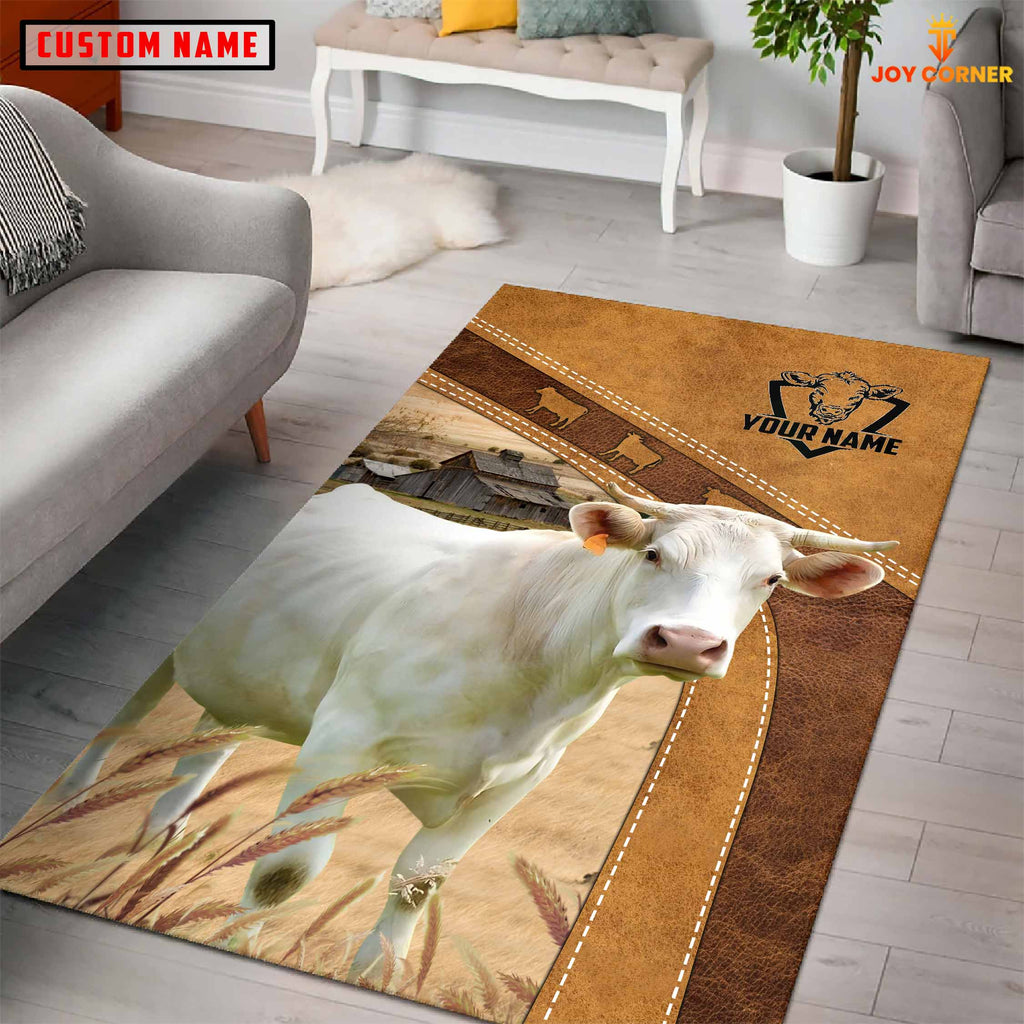 Charolais Farming Brown Personalized Name 3D Rug