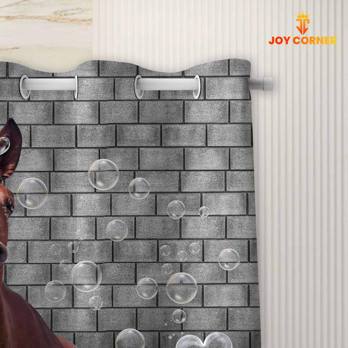 Horse Brick Wall 3D Shower Curtain