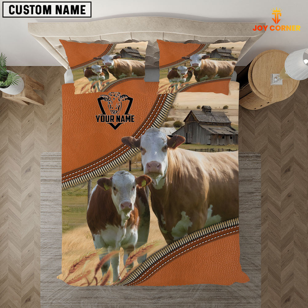 Simmental On The Farm Customized Name 3D Bedding Set