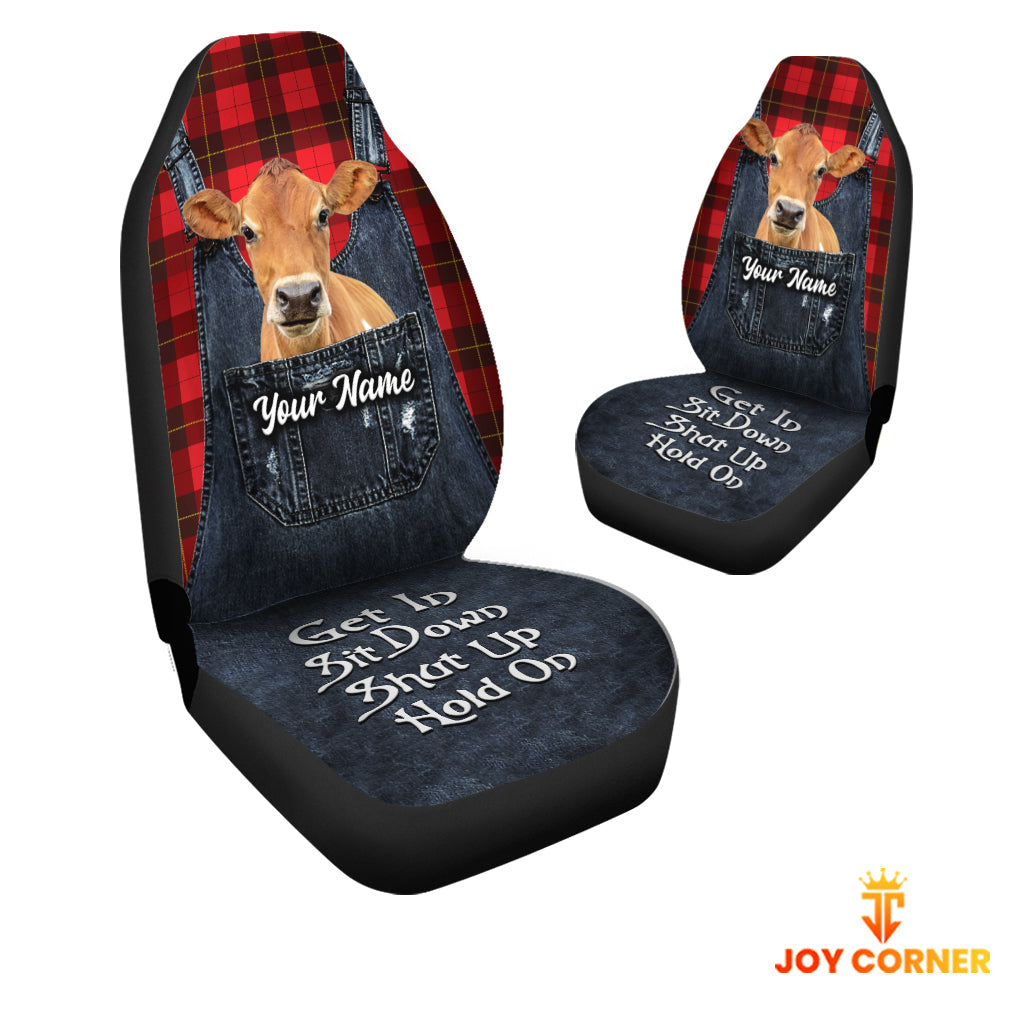 Customized Name Jersey Jean Overalls Pattern Car Seat Covers (2Pcs)