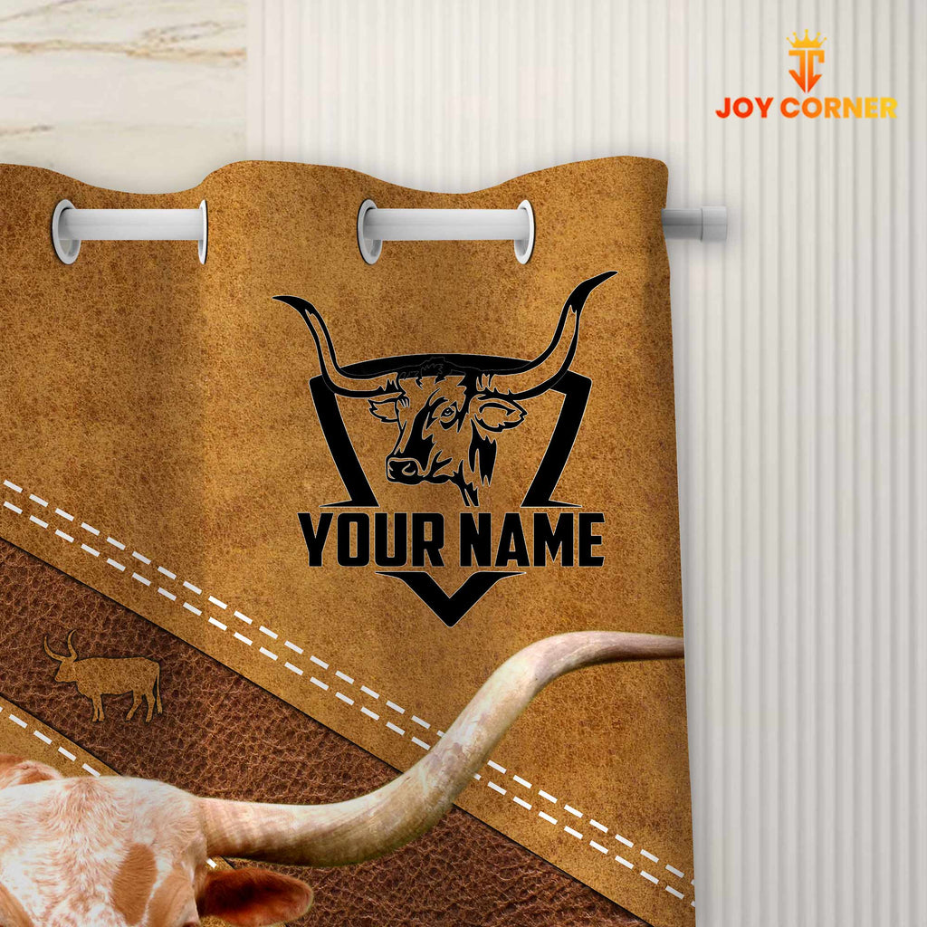 Custom Name Texas Longhorn Pattern Shower Curtain
