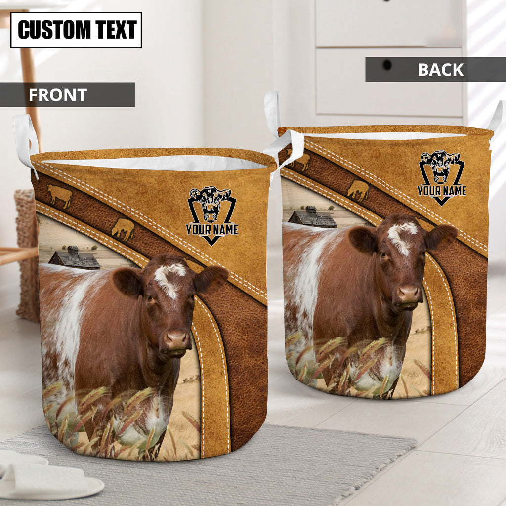 Shorthorn Cattle Brown Custom Name Basket