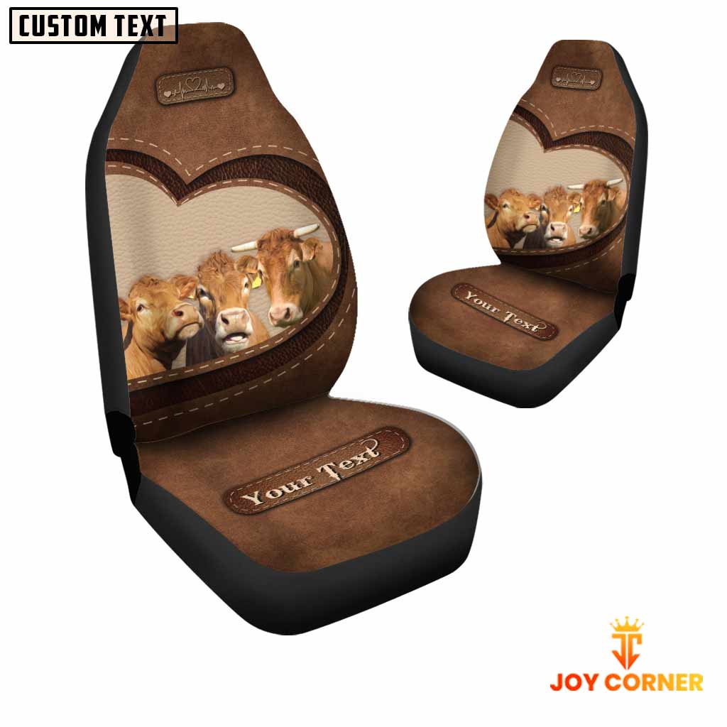Limousin Pattern Customized Name Heart Car Seat Cover Set