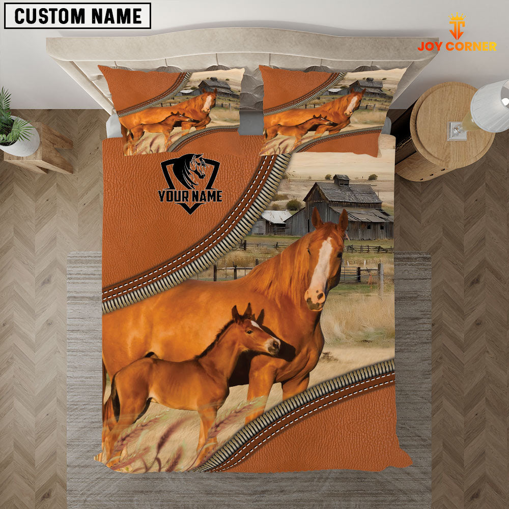 Horse On The Farm Customized Name 3D Bedding Set