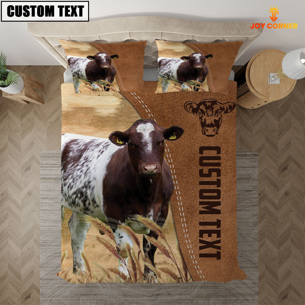 Custom Name Shorthorn Cattle Brown Bedding Set