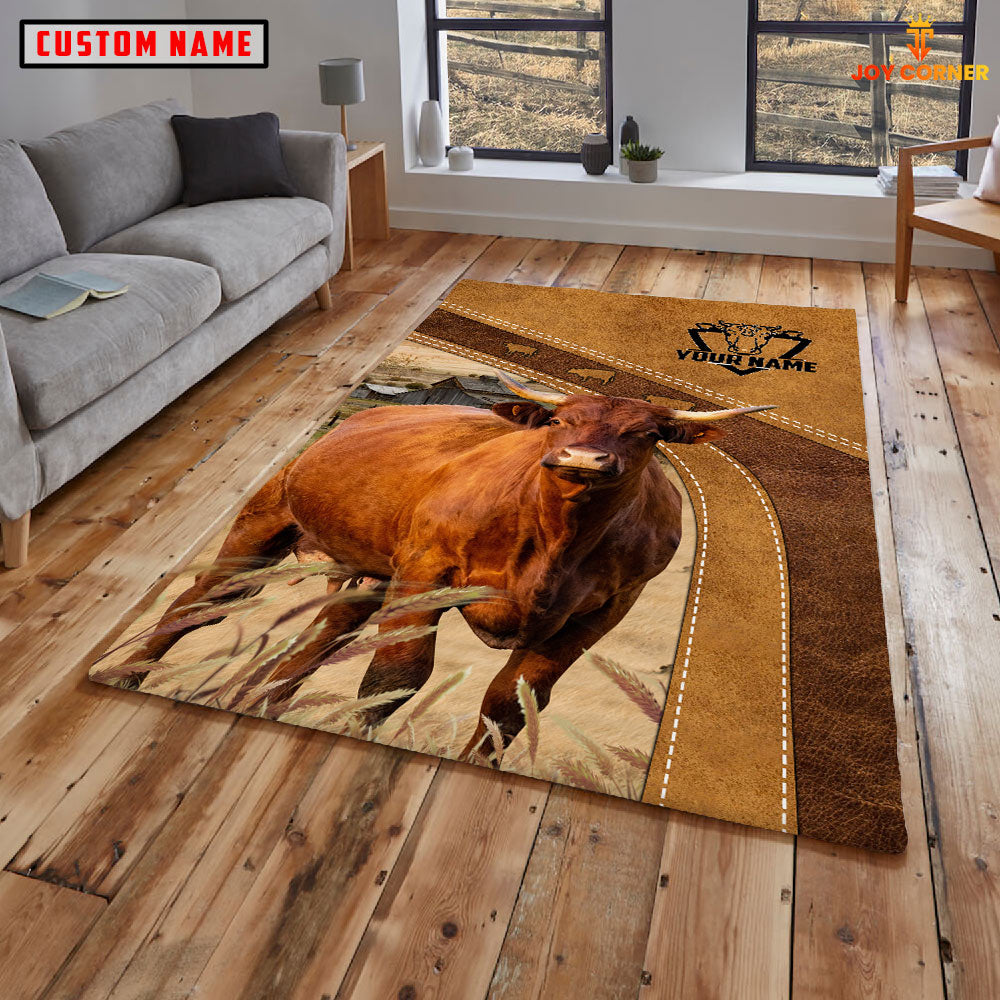 Salers Farming Brown Personalized Name 3D Rug
