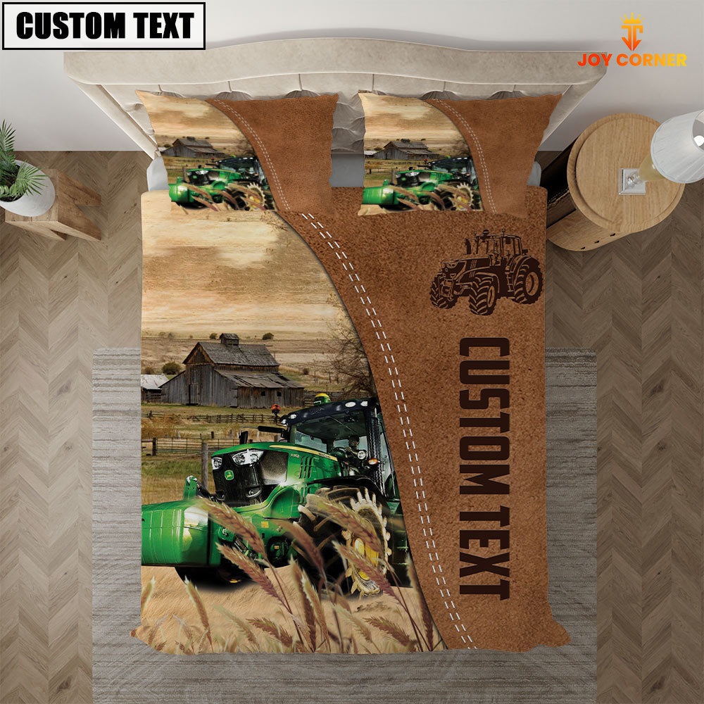 Custom Name Tractor Cattle Brown Bedding Set
