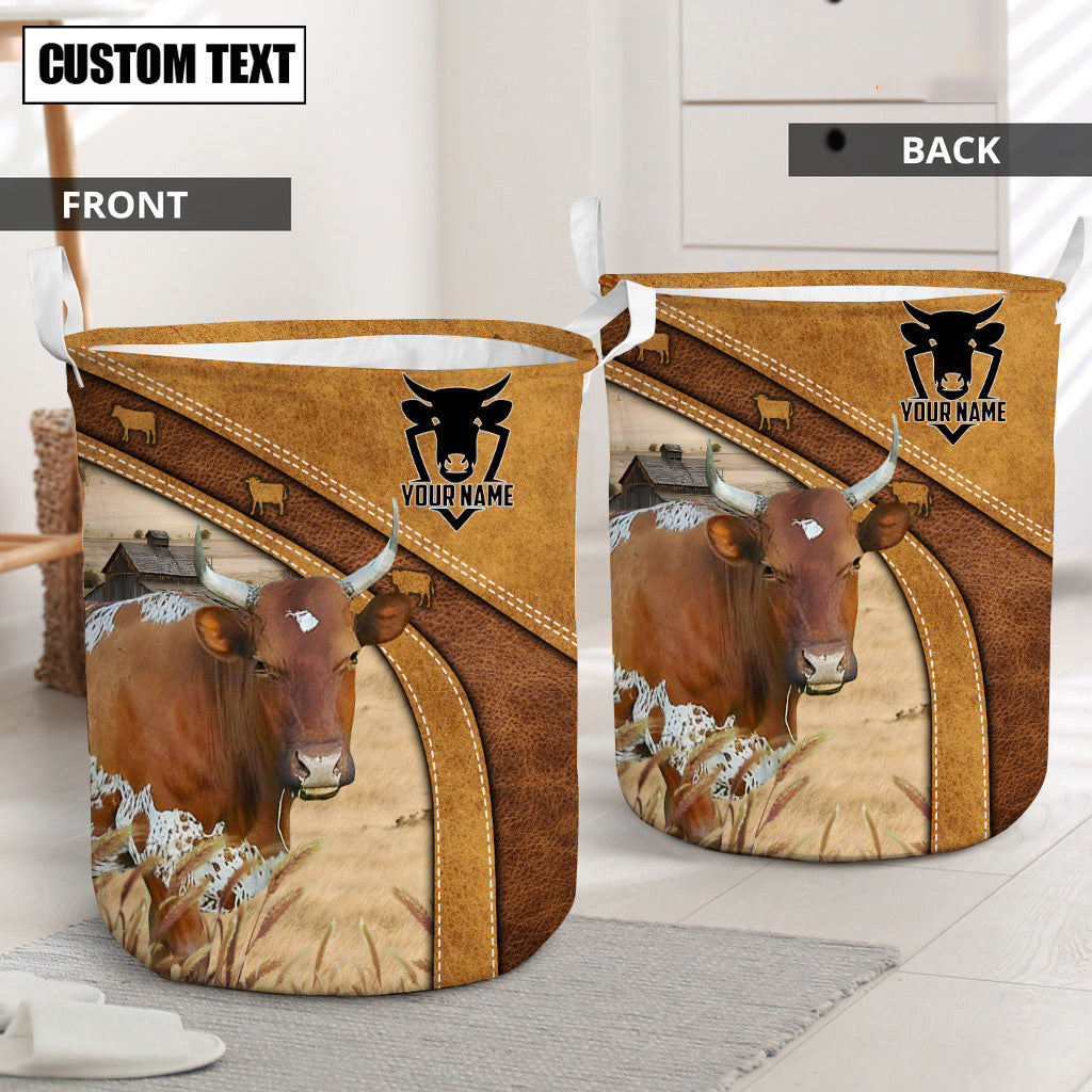 Florida Cracker Cattle Brown Custom Name Basket